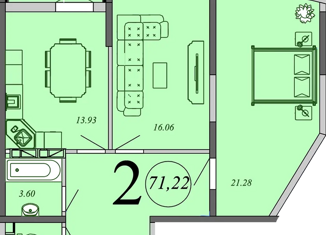 Продаю 2-комнатную квартиру, 71.22 м2, Краснодар, улица Вишняковой, 1/23к2, микрорайон Дубинка