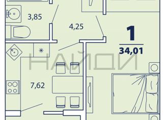 Продаю 1-комнатную квартиру, 34.01 м2, Рязанская область, Интернациональная улица, 1