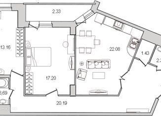 Продам 2-комнатную квартиру, 84.9 м2, Санкт-Петербург, улица Руднева, 18, ЖК Шекспир