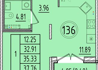 Продается 1-комнатная квартира, 32.91 м2, Санкт-Петербург, Образцовая улица, 6к2