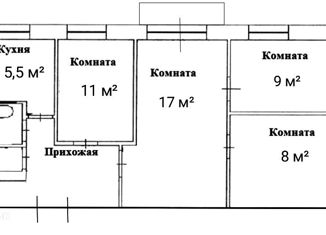Продам 4-комнатную квартиру, 59 м2, Ленинградская область, улица Володарского, 34