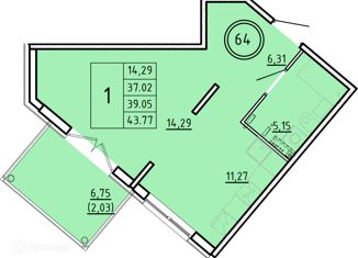 Продаю 1-комнатную квартиру, 37.02 м2, Санкт-Петербург, Образцовая улица, 6к3