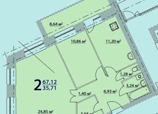 Продаю двухкомнатную квартиру, 67.1 м2, Ярославль, Лётная улица, 10, район Сокол