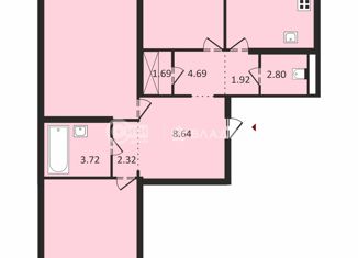 Трехкомнатная квартира на продажу, 83.6 м2, Воронеж, улица Шидловского, 3, Левобережный район