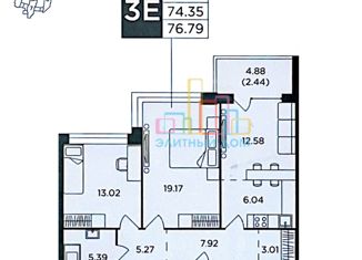 Продаю 3-комнатную квартиру, 76.7 м2, Москва, Восточная улица, 4Ак3, метро Дубровка