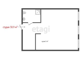 Продаю квартиру студию, 30.9 м2, Екатеринбург, метро Площадь 1905 года, улица Евгения Савкова, 29