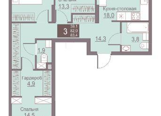 Продам 3-комнатную квартиру, 83.4 м2, Пермь, ЖК Погода, Сапфирная улица, 13