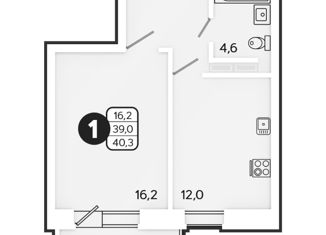 Продажа 1-комнатной квартиры, 40.3 м2, Орловская область, улица Нормандия-Неман, 78