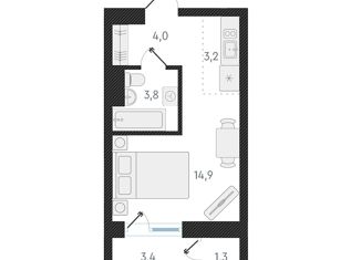 Продаю квартиру студию, 25.9 м2, Новосибирская область, улица Аэропорт, 64