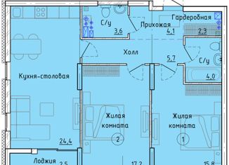 2-ком. квартира на продажу, 78.4 м2, Екатеринбург, улица Ткачей, 19/2, ЖК Клевер Парк