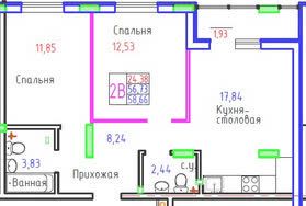 Продаю 2-ком. квартиру, 58 м2, Тольятти, улица Маршала Жукова, 58