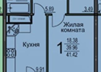 Продам однокомнатную квартиру, 40 м2, Воронеж, улица Суворова, 122В, ЖК Берег