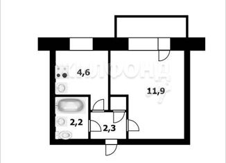 1-комнатная квартира на продажу, 24 м2, Новосибирск, улица Доватора, 19/2, Дзержинский район