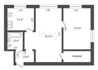 Продам 2-комнатную квартиру, 42.8 м2, Коми, улица Дзержинского, 3