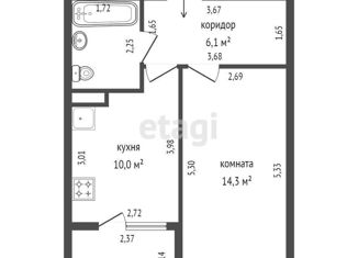 Продажа 1-комнатной квартиры, 34.3 м2, Екатеринбург, улица Григория Речкалова, 1, метро Площадь 1905 года