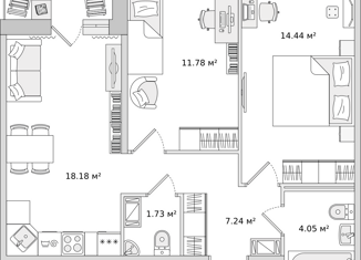 2-комнатная квартира на продажу, 55.4 м2, Ленинградская область, Гаражный проезд, 23к2