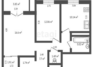 Продаю 2-ком. квартиру, 54.7 м2, Тюменская область, микрорайон Восточный, 6