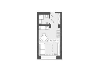 Продам 1-комнатную квартиру, 20.7 м2, Москва, ЗАО, Ленинский проспект, 158