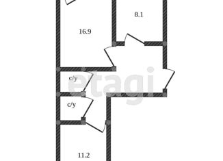 Продаю двухкомнатную квартиру, 54.5 м2, Тюменская область, 8-й микрорайон, 7