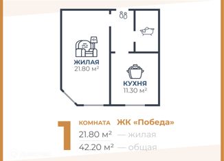Продажа 1-комнатной квартиры, 42.2 м2, поселок Царицын, Северная улица, 2