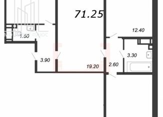 Продается 3-комнатная квартира, 71.25 м2, Санкт-Петербург, улица Дыбенко, 5к1, ЖК Цивилизация