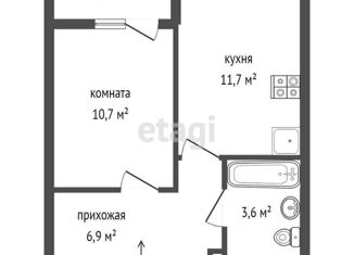 Продается однокомнатная квартира, 34.52 м2, Екатеринбург, Хрустальногорская улица, 93, ЖК Рио