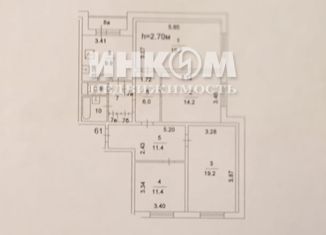 Продажа четырехкомнатной квартиры, 99.5 м2, Москва, ЗАО, Боровское шоссе, 33к1