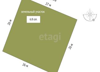 Продается земельный участок, 6.8 сот., село Денисовка, Хрустальный переулок