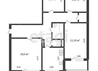 Продаю 4-комнатную квартиру, 79.2 м2, Тюменская область, микрорайон 3А, 1