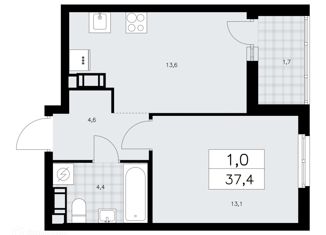 Продажа 1-комнатной квартиры, 37.4 м2, Ленинградская область, жилой комплекс А101 Лаголово, 1.2-1