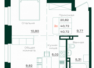 Продажа 2-ком. квартиры, 41 м2, Барнаул, проспект Строителей, 18, Железнодорожный район