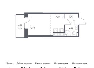 Квартира на продажу студия, 22.64 м2, Колпино, ЖК Новое Колпино