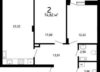 Продам 2-ком. квартиру, 75.7 м2, Нижний Новгород, улица Героя Советского Союза Сафронова, 13к1, ЖК Заречье