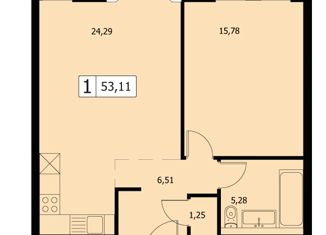1-комнатная квартира на продажу, 53.1 м2, Москва, метро Белорусская, 1-я улица Ямского Поля, 28с3