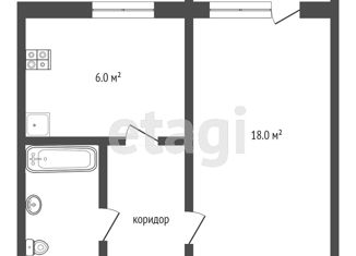 Продам однокомнатную квартиру, 36.6 м2, посёлок городского типа Красногвардейское, Киевская улица, 76