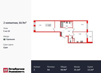 Продажа двухкомнатной квартиры, 66.9 м2, Санкт-Петербург, Манчестерская улица, 5к1