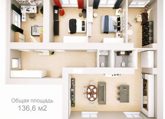 Четырехкомнатная квартира на продажу, 136.6 м2, Санкт-Петербург, Карельский переулок, 5, муниципальный округ Чёрная Речка
