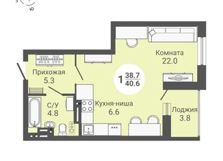 Продается квартира студия, 40.6 м2, Новосибирск, улица Петухова, 170, Кировский район