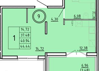 1-ком. квартира на продажу, 37.48 м2, посёлок Шушары, Образцовая улица, 6к3, ЖК Образцовый Квартал 8