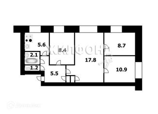 4-комнатная квартира на продажу, 61.4 м2, Новосибирск, улица Спартака, 4, улица Спартака
