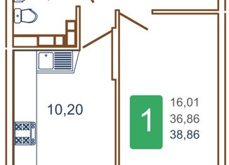 Продам 1-ком. квартиру, 40.95 м2, Краснодар, Прикубанский округ, улица Кирилла Россинского, 3/1