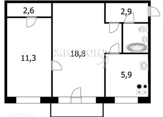 Продажа двухкомнатной квартиры, 44.4 м2, Новосибирск, улица Тимирязева, 79, улица Тимирязева