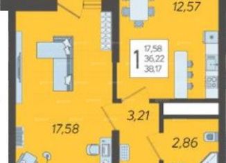 Продам однокомнатную квартиру, 38.1 м2, Сочи, микрорайон Бытха, жилой комплекс Кислород, 14