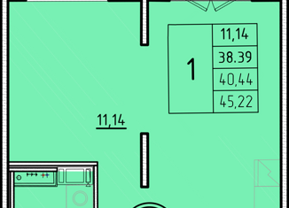 1-комнатная квартира на продажу, 38.39 м2, Санкт-Петербург, Образцовая улица, 6к2