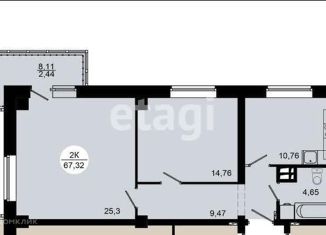 2-комнатная квартира на продажу, 67.06 м2, Красноярский край, Светлогорский переулок, 10Г