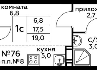 Продажа квартиры студии, 18.8 м2, деревня Столбово, проспект Куприна, 38к2