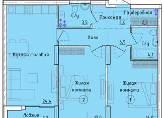 Продам двухкомнатную квартиру, 78.6 м2, Екатеринбург, улица Ткачей, 19/2, ЖК Клевер Парк