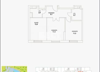 Продается двухкомнатная квартира, 55 м2, Москва, проезд Невельского, 1к4, проезд Невельского