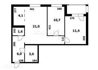 3-комнатная квартира на продажу, 58.9 м2, Новосибирск, улица Ясный Берег, 14, ЖК Ясный Берег