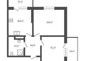 Продается 2-комнатная квартира, 65.3 м2, Краснодар, улица Героя Пешкова, 14к3, ЖК Парк Победы